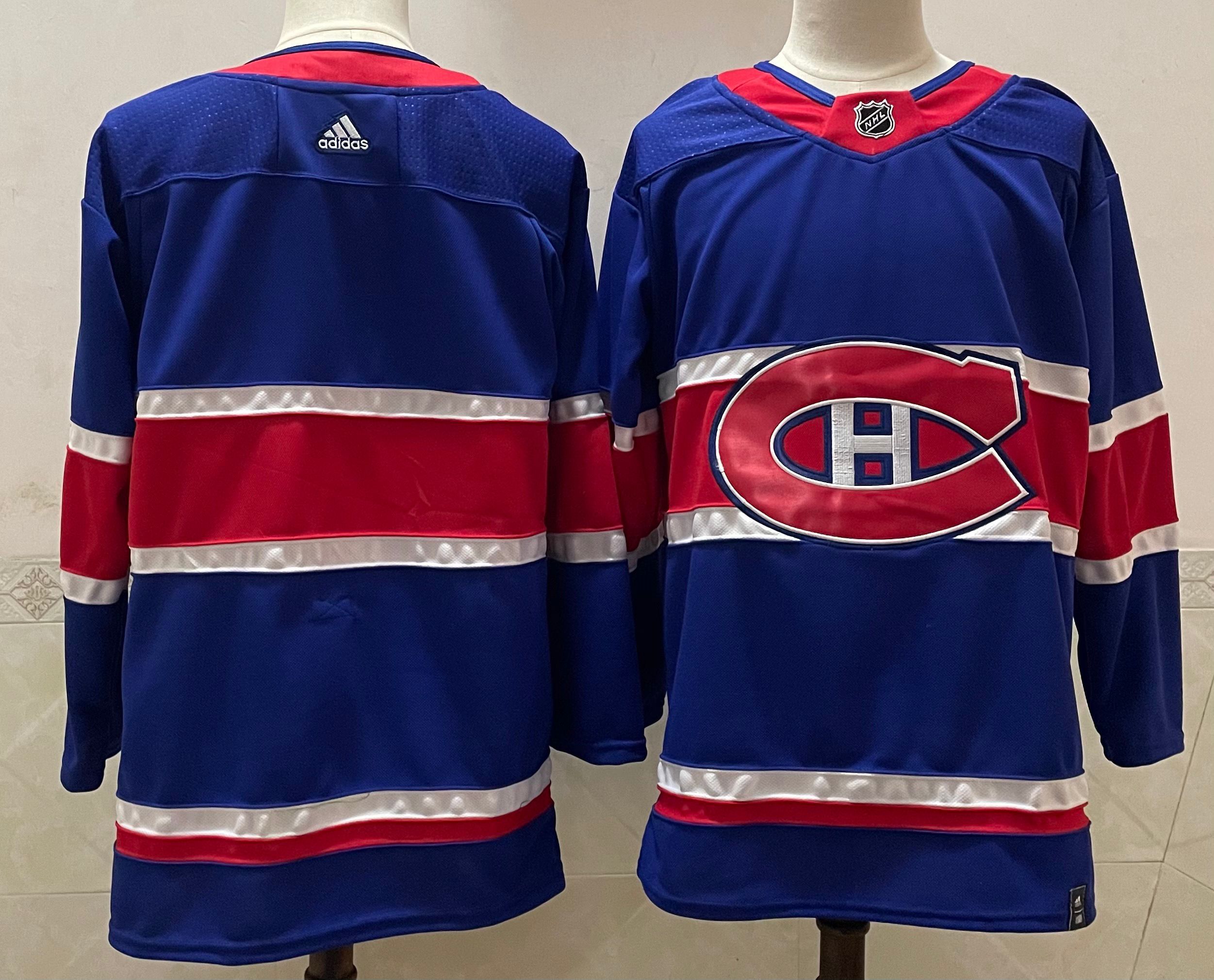 Men Montreal Canadiens Blank Blue Throwback Authentic Stitched 2020 Adidias NHL Jersey->montreal canadiens->NHL Jersey